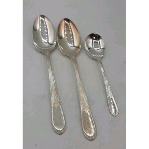 Vintage Wm Rogers Mary Lou Devonshire Set of 3 Serving Spoons 8 1/2 in
